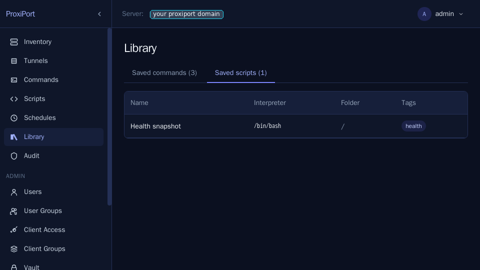 Saved-scripts library.