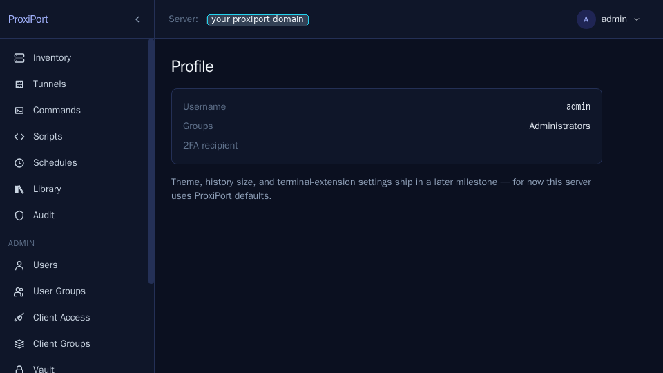Profile page once 2FA is in
  effect.